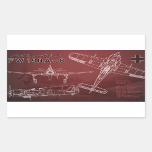 Adesivo Retangular Blueprint Focke-Wulf Fw 190