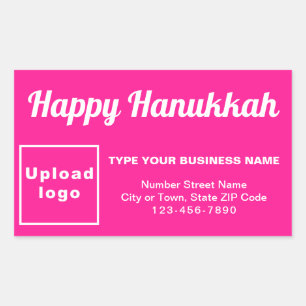 Adesivo Retangular Boas saudações de Hanukkah a rosa