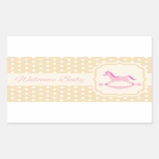 Adesivo Retangular Boas-vindas, Pink Girl Sticker