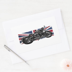 Adesivo Retangular Bobber Motorcycle, Vintage Bikes, Reino Unido Exce