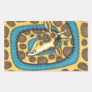 ADESIVO RETANGULAR BOBO GIRAFFE LONG NECK E SPOTS, ARTE FOLK ENGRAÇA
