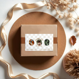 Adesivo Retangular Boho Checkerboard Patternos Obrigado pelo seu pedi