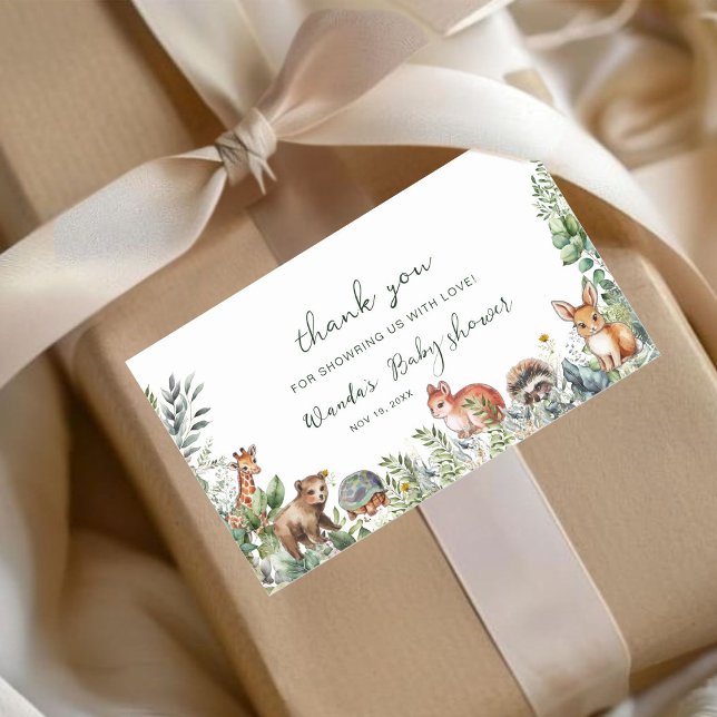 Adesivo Retangular Boho Pampas Woodland Chá de fraldas Obrigado (Criador carregado)