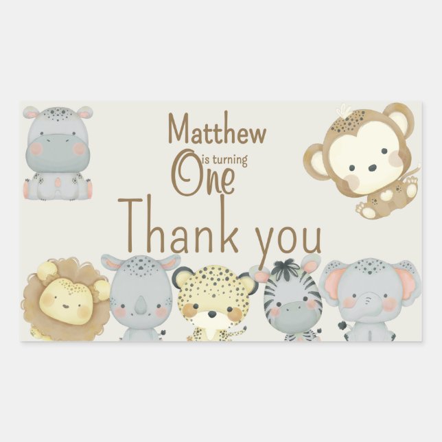 Adesivo Retangular Boho Safari Birthday Sticker (Frente)