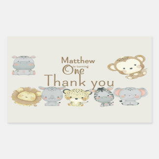 Adesivo Retangular Boho Safari Birthday Sticker