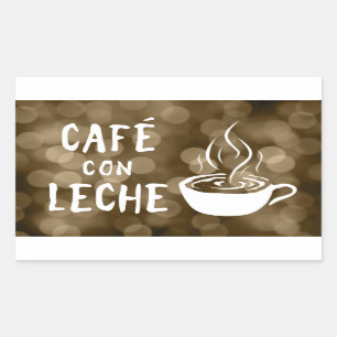 Adesivo Retangular bokeh do leche do engodo do café