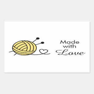 Adesivo Retangular Bola do Artesanato do Yarn de tricô - Cor personal