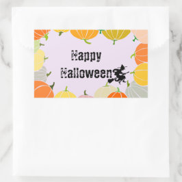 Adesivo Retangular Bolachas Laranja da Bruxa Voadora Spooky