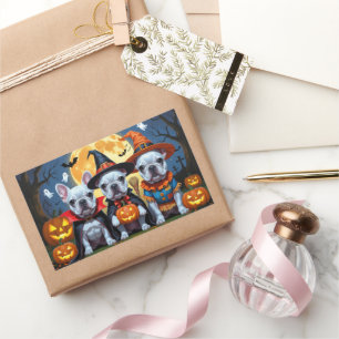 Adesivo Retangular Boliches Franceses Pumpkin Halloween Engraçado