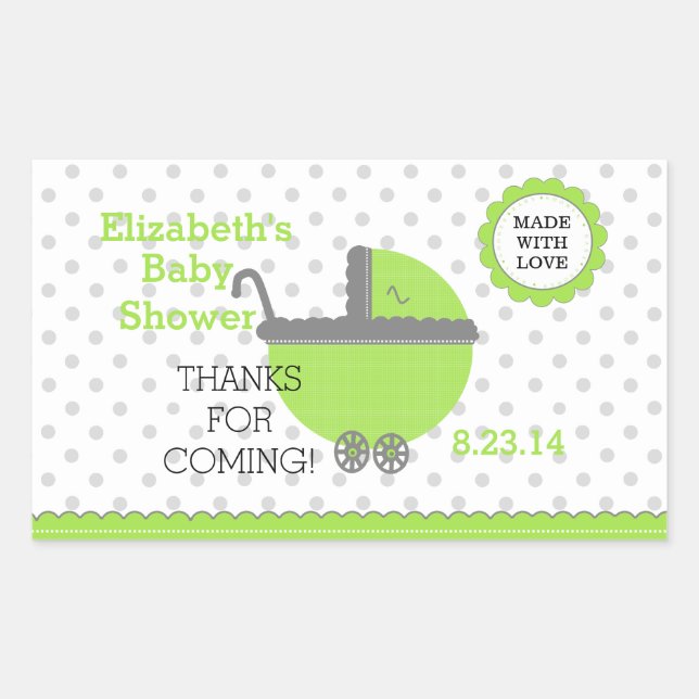 Adesivo Retangular BOLINHAS e CINZA CHÁ DE FRALDAS (Frente)