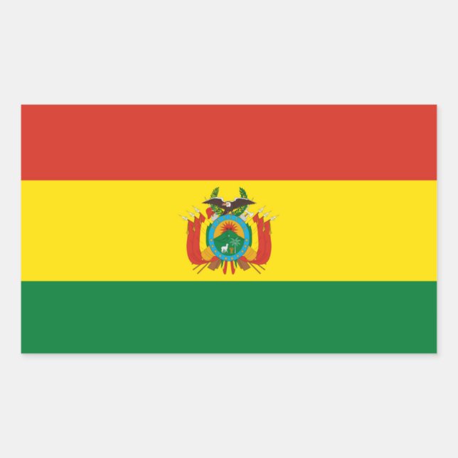 Adesivo Retangular Bolivia* Flag Sticker Bandera da Bolívia (Frente)