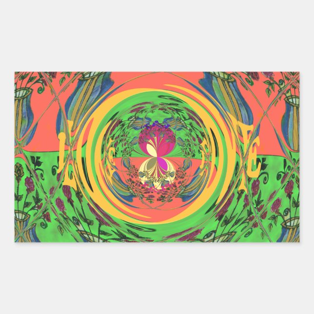 Adesivo Retangular Bonita e Bonita Impressão de Arte Floral (Frente)