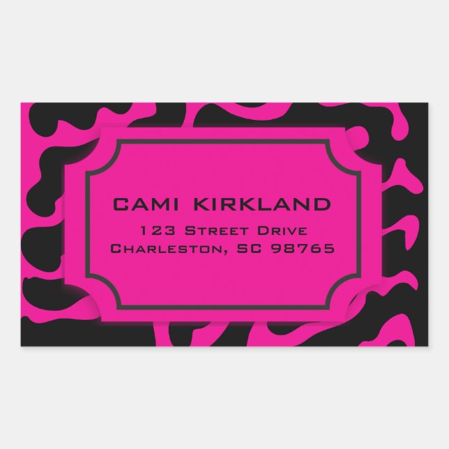 Adesivo Retangular Bonita Tag Preta e Branca Rosa e Negra (Frente)