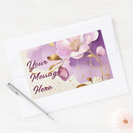 Adesivo Retangular Bonito Puro Dourado Floral