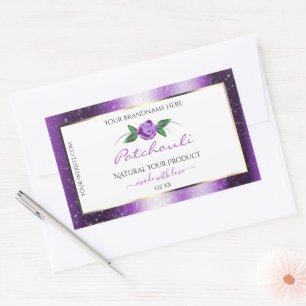 Adesivo Retangular Bonito Roxo e branco Rótulos de produto Rosa de fl