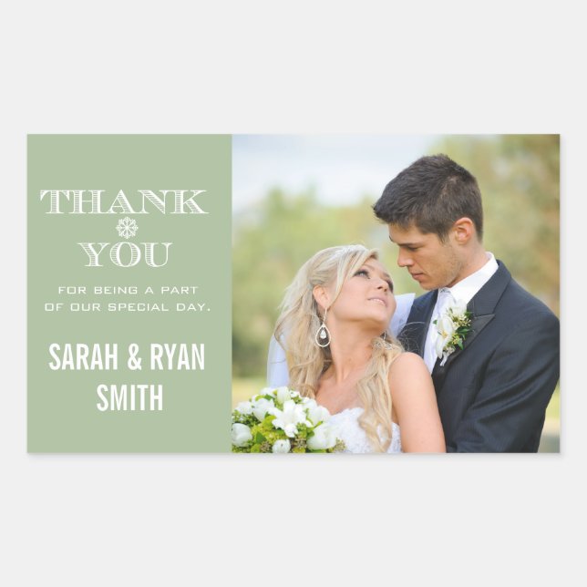 Adesivo Retangular Bonito Snowflake Mint Obrigado Fotografias Sticker (Frente)