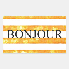 Adesivo Retangular Bonjour Orange Stripe Bokeh