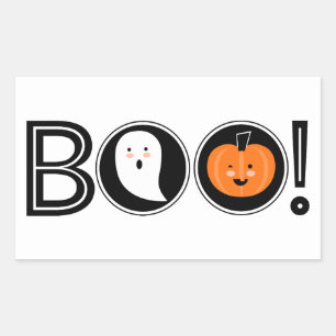 Adesivo Retangular Boo! Vinheta Halloween