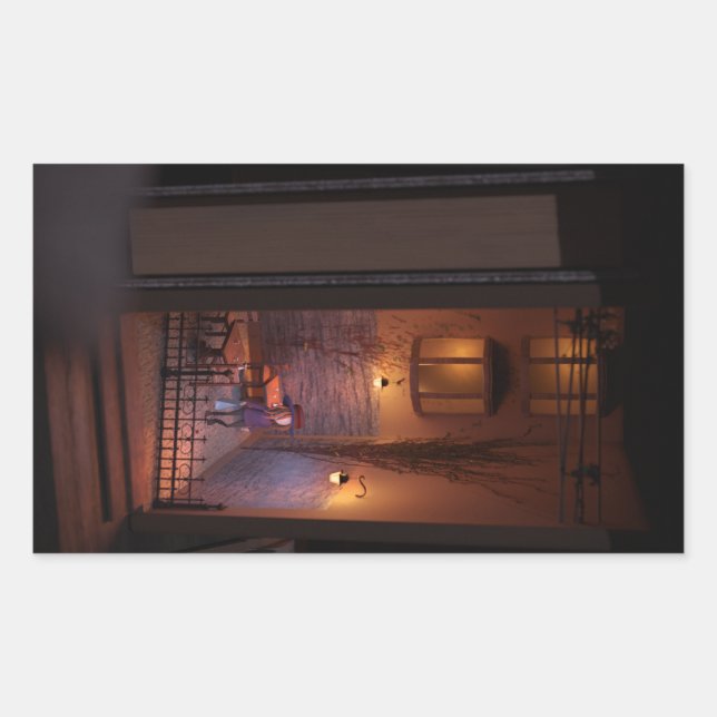 Adesivo Retangular Book nook diorama - foi comprar (Frente)