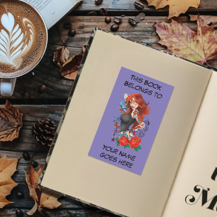 Adesivo Retangular Bookplate de Tattoos de Ruiva