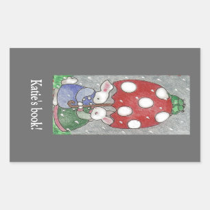 Adesivo Retangular Bookplate dos coelhos da chuva