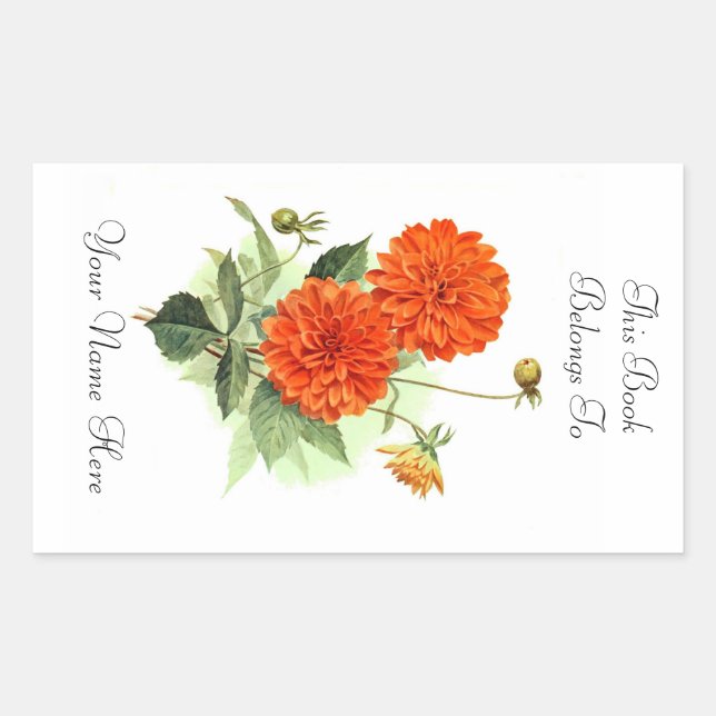 Adesivo Retangular Bookplate floral (Frente)