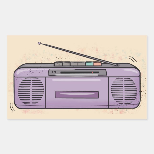 Adesivo Retangular Boombox púrpura (Frente)