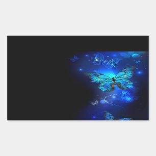 Adesivo Retangular Borboleta Morpho no Fundo Escuro