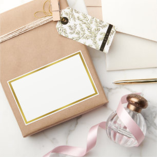 Adesivo Retangular Borda branca e Dourada simples