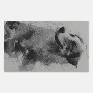 Adesivo Retangular border collie drawing second