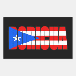 Adesivo Retangular Boricua Puerto Rican Flag Typography