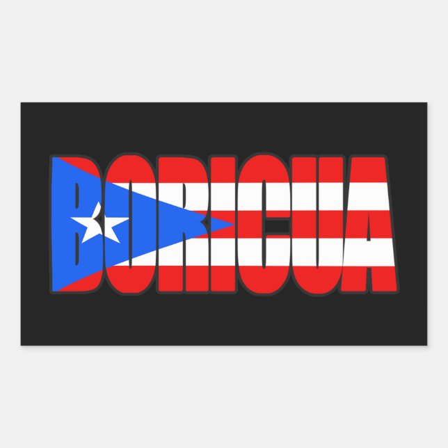 Adesivo Retangular Boricua Puerto Rican Flag Typography (Frente)