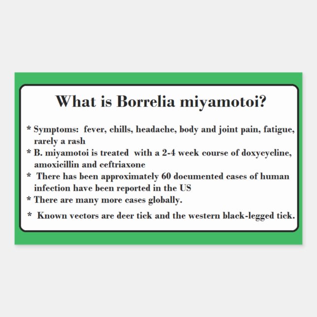 Adesivo Retangular Borrelia Miyamotoi Lyme Awarkers (Frente)