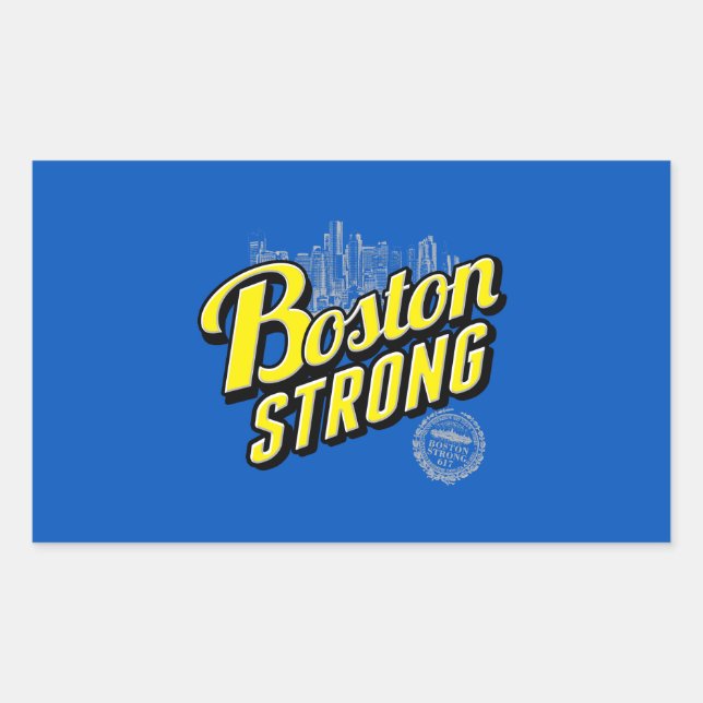 Adesivo Retangular Boston City Strong Lembra de Azul (Frente)