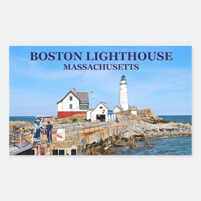 Adesivo Retangular Boston Lighthouse, Massachusetts Stickers (Frente)
