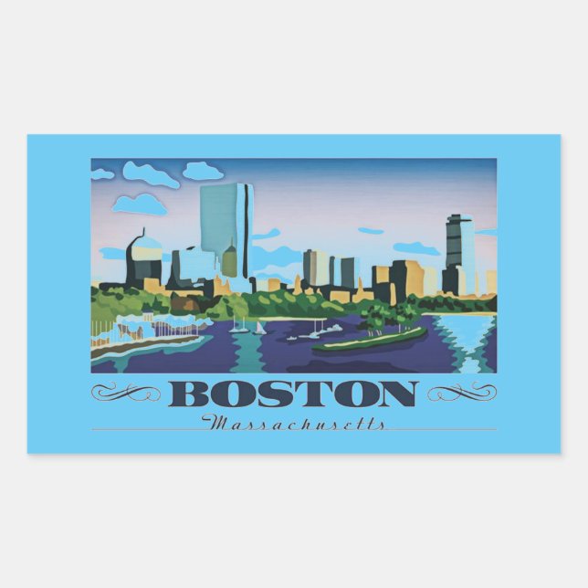 Adesivo Retangular Boston, Massachusetts (Frente)