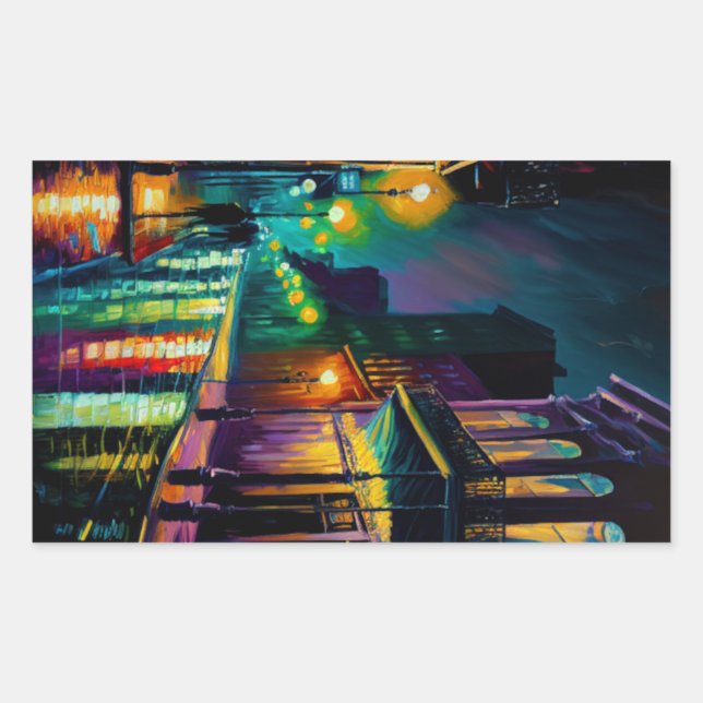 Adesivo Retangular Bourbon Street Nova Orleans Laptop/Refrigerador (Frente)