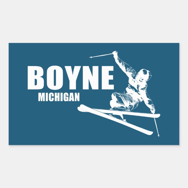 Adesivo Retangular Boyne Mountain Resort Michigan Skier (Frente)