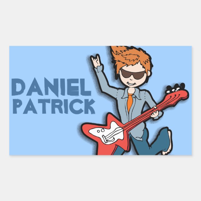 Adesivo Retangular Boys rockstar name Blue id label (Frente)