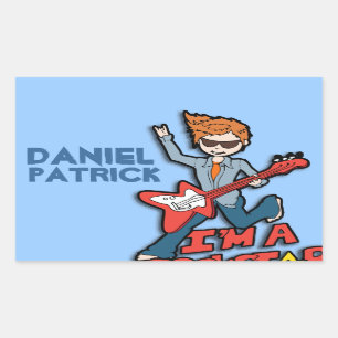 Adesivo Retangular Boys rockstar name Blue id label