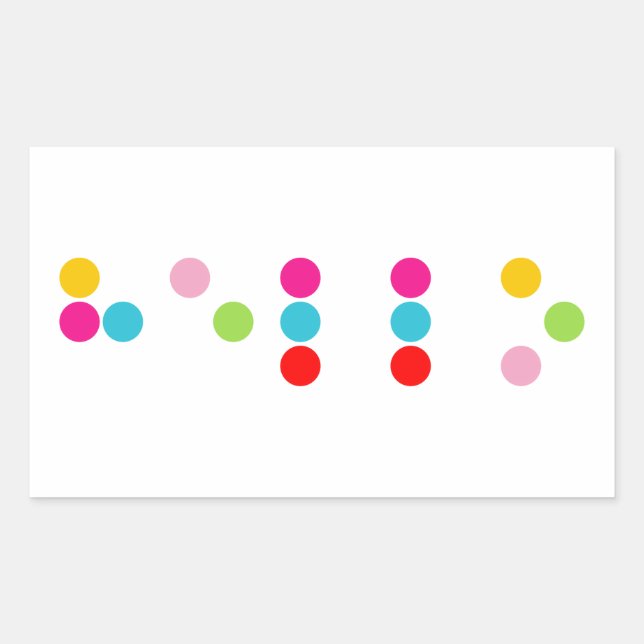 Adesivo Retangular Braille - idioma cego alfabeto letras saudáveis te (Frente)