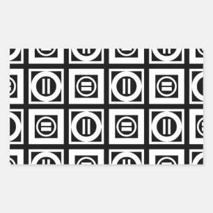 Adesivo Retangular Branco no teste padrão geométrico preto do sinal