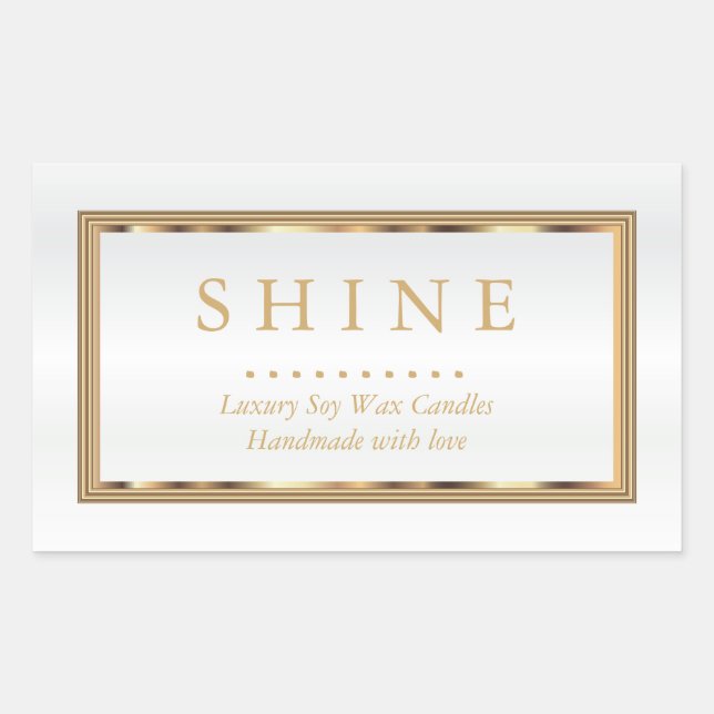 Adesivo Retangular Branco personalizado e Dourado (Frente)