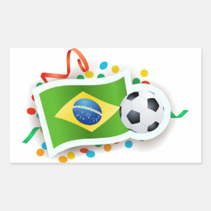 Adesivo Retangular Brasil, futebol e bandeira