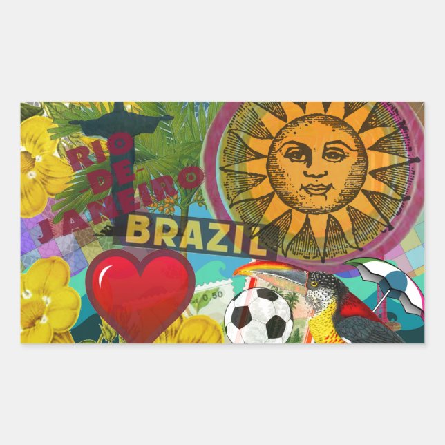 Adesivo Retangular Brasil Rio de Janeiro Viagem de Arte Colorida (Frente)