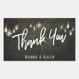 Adesivo Retangular Bricks Industriais com Luzes Edison Obrigado