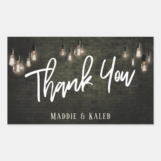 Adesivo Retangular Bricks Industriais com Luzes Edison Obrigado (Frente)