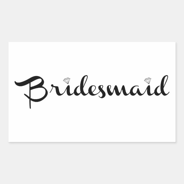 Adesivo Retangular Bridesmaid Black em White (Frente)