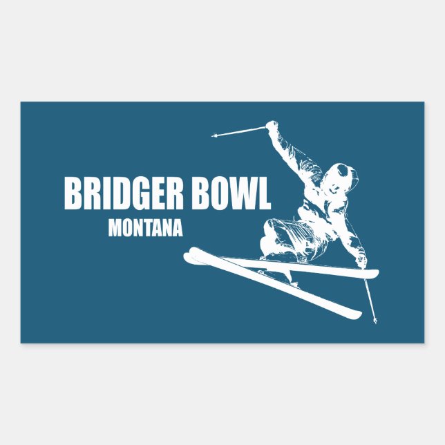 Adesivo Retangular Bridger Bowl Montana Skier (Frente)