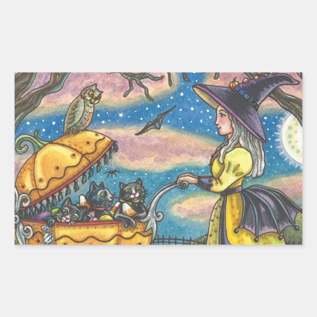 ADESIVO RETANGULAR BRINCADEIRA, GATO NEGRO, BEBÊ INFELIZ, FOLHA (Frente)